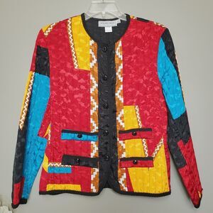 Howard Wolff Bold, Colorful Patchwork Jacket Size 12